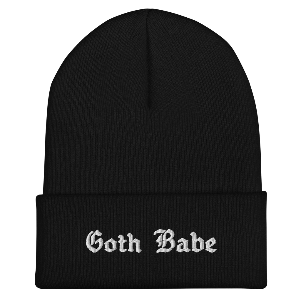 Goth Babe Cuffed Beanie - Night Bloom Digital Empire Studios
