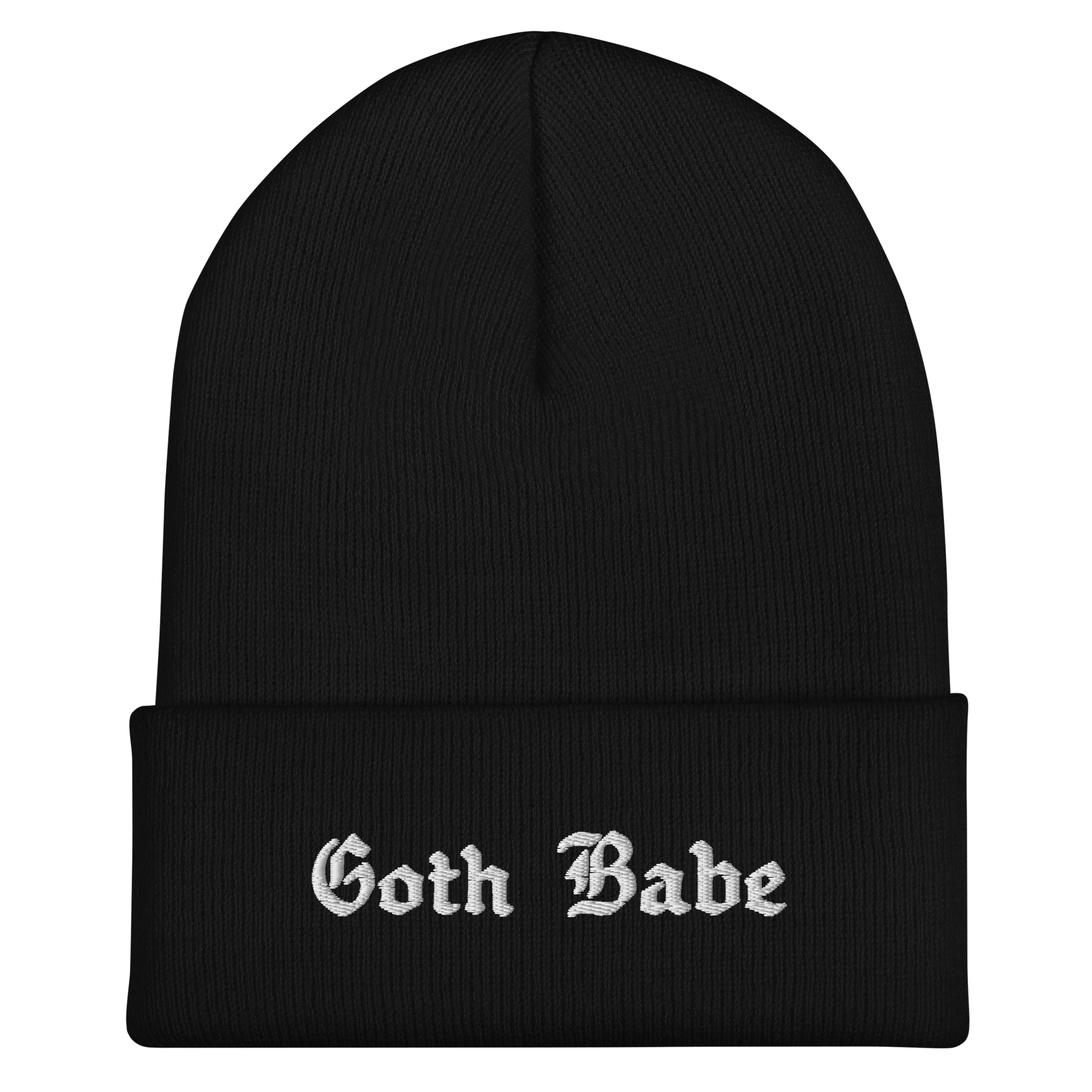 Goth Babe Cuffed Beanie - Night Bloom Digital Empire Studios