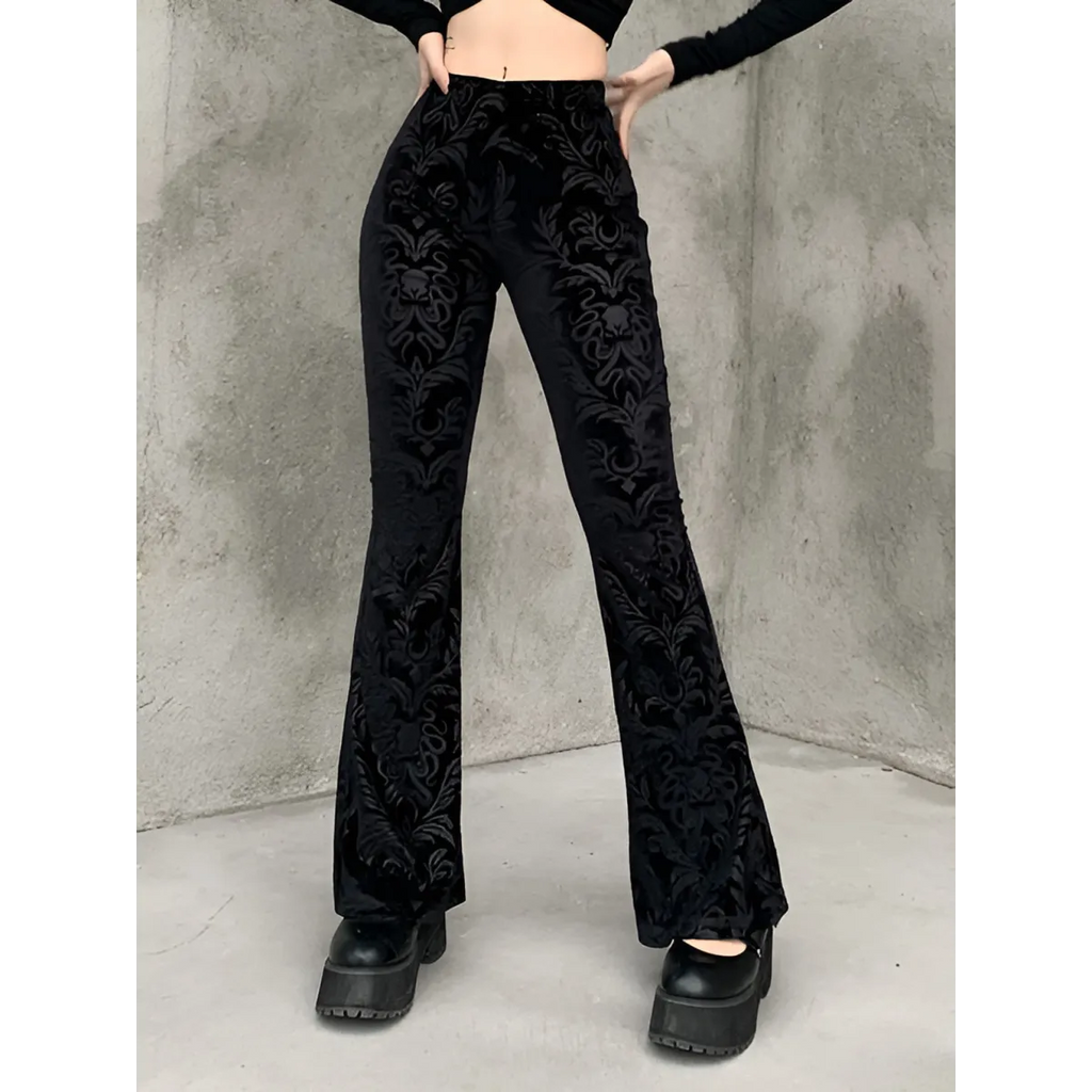 Gothic Chic Flared Pants - Night Bloom Digital Empire Studios