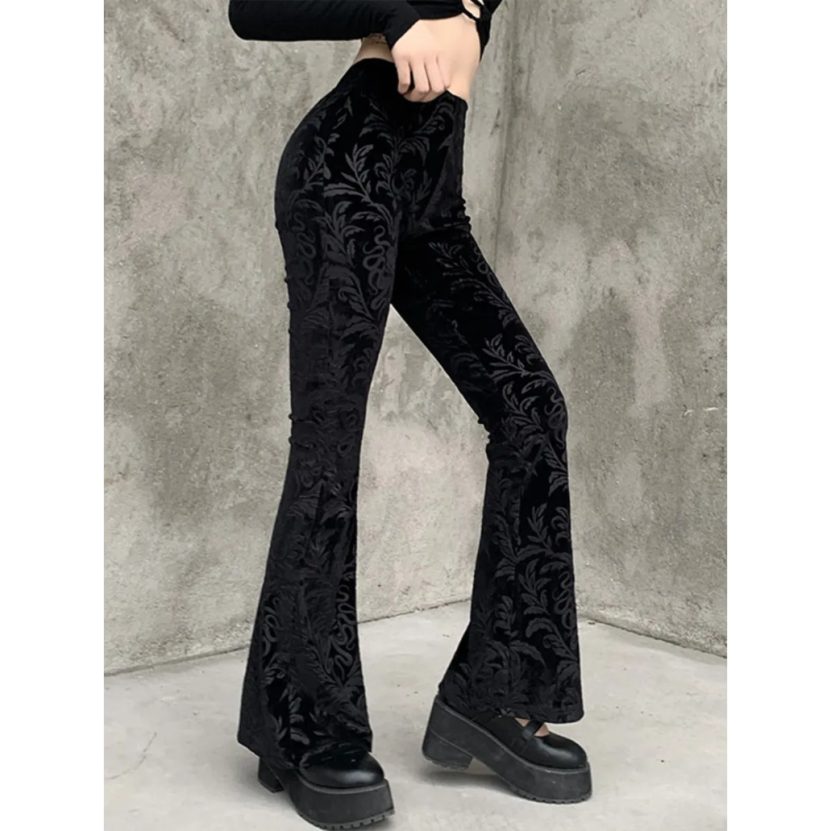Gothic Chic Flared Pants - Night Bloom Digital Empire Studios