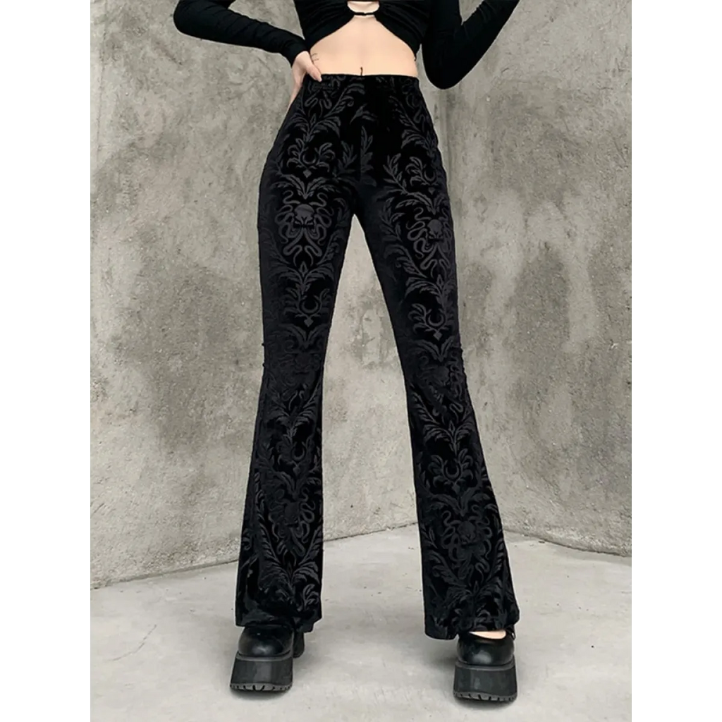 Gothic Chic Flared Pants - Night Bloom Digital Empire Studios
