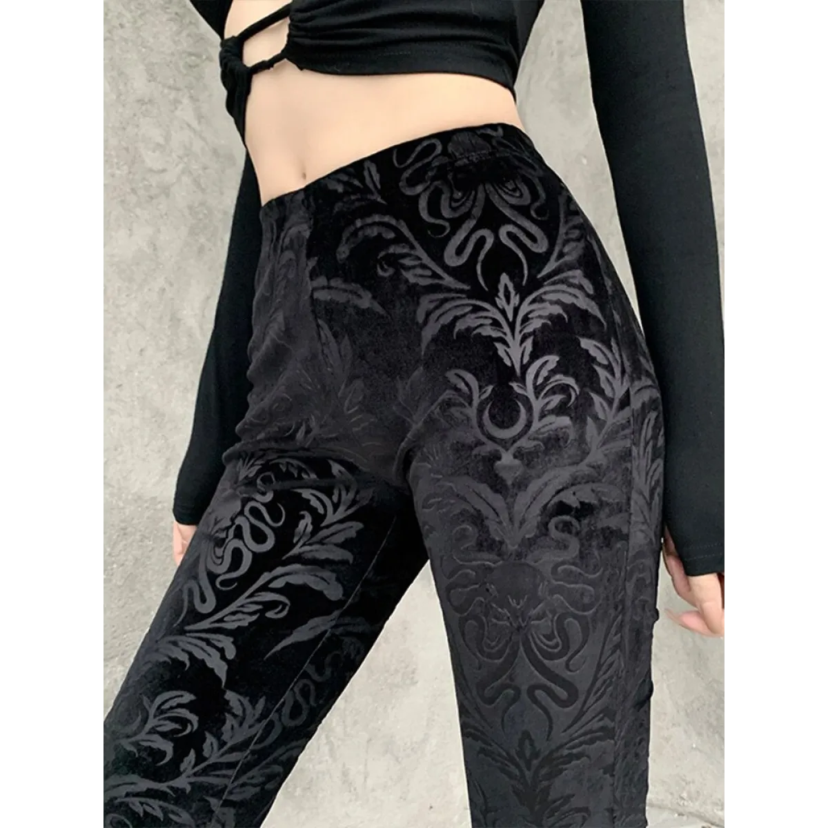 Gothic Chic Flared Pants - Night Bloom Digital Empire Studios