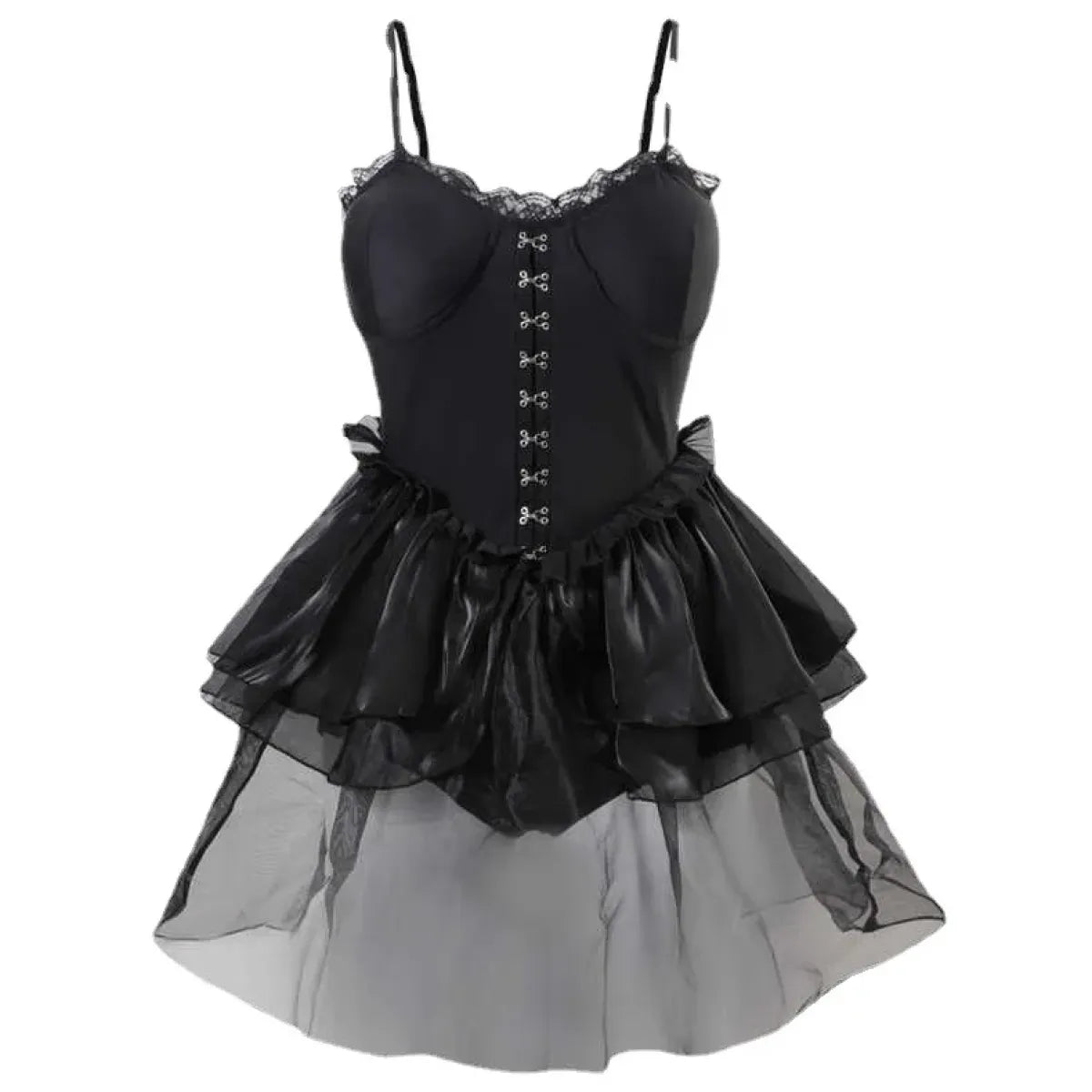 Lace One Piece Swimsuit – Gothic Corset Mini Dress Style - Night Bloom Digital Empire Studios