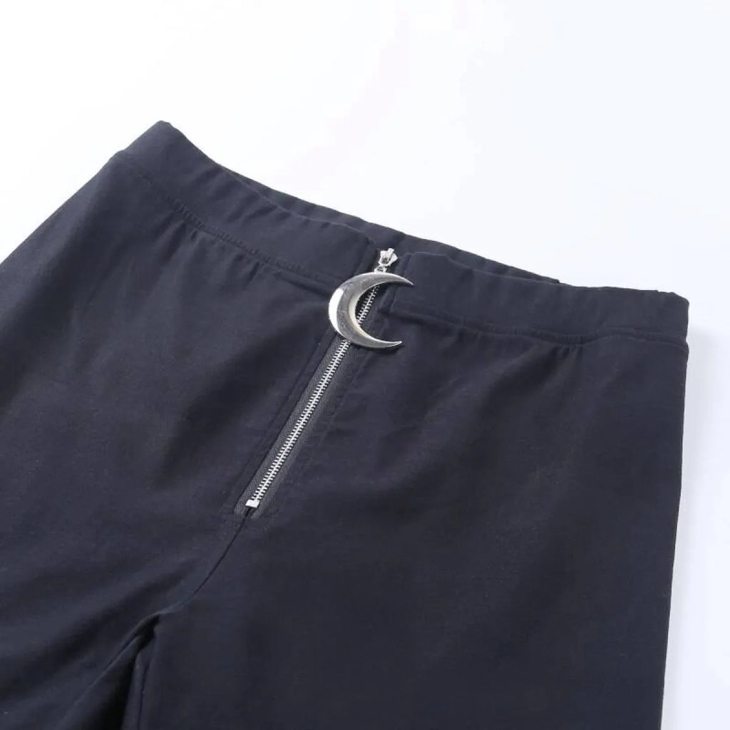 Gothic Crescent Moon Cutout Pants - Night Bloom Digital Empire Studios