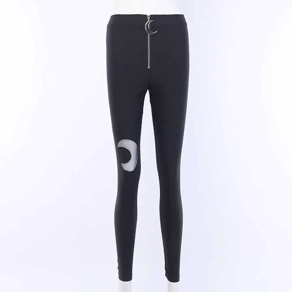 Gothic Crescent Moon Cutout Pants - Night Bloom Digital Empire Studios