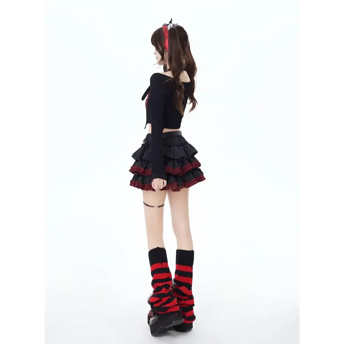 Ruffle Mini Skirt – Gothic Harajuku Y2K Emo Aesthetic - Night Bloom Digital Empire Studios