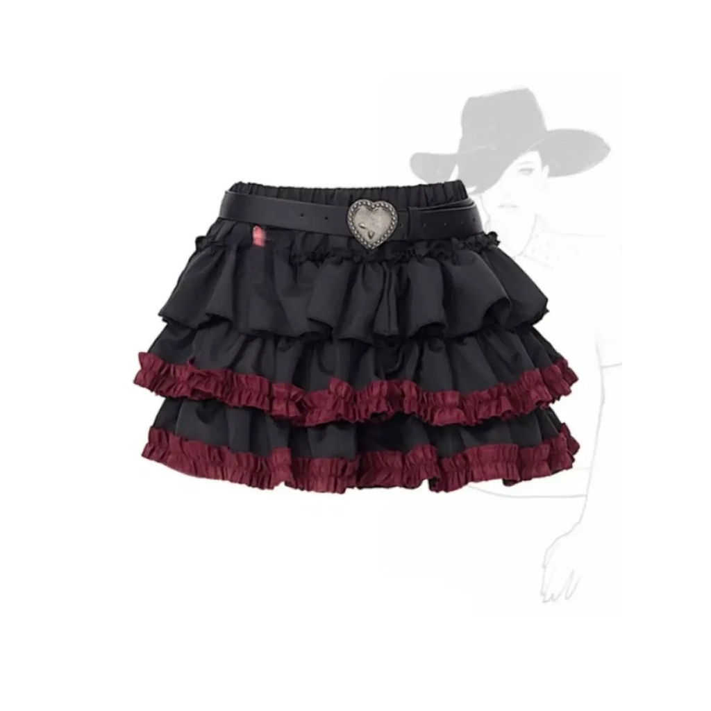 Ruffle Mini Skirt – Gothic Harajuku Y2K Emo Aesthetic - Night Bloom Digital Empire Studios