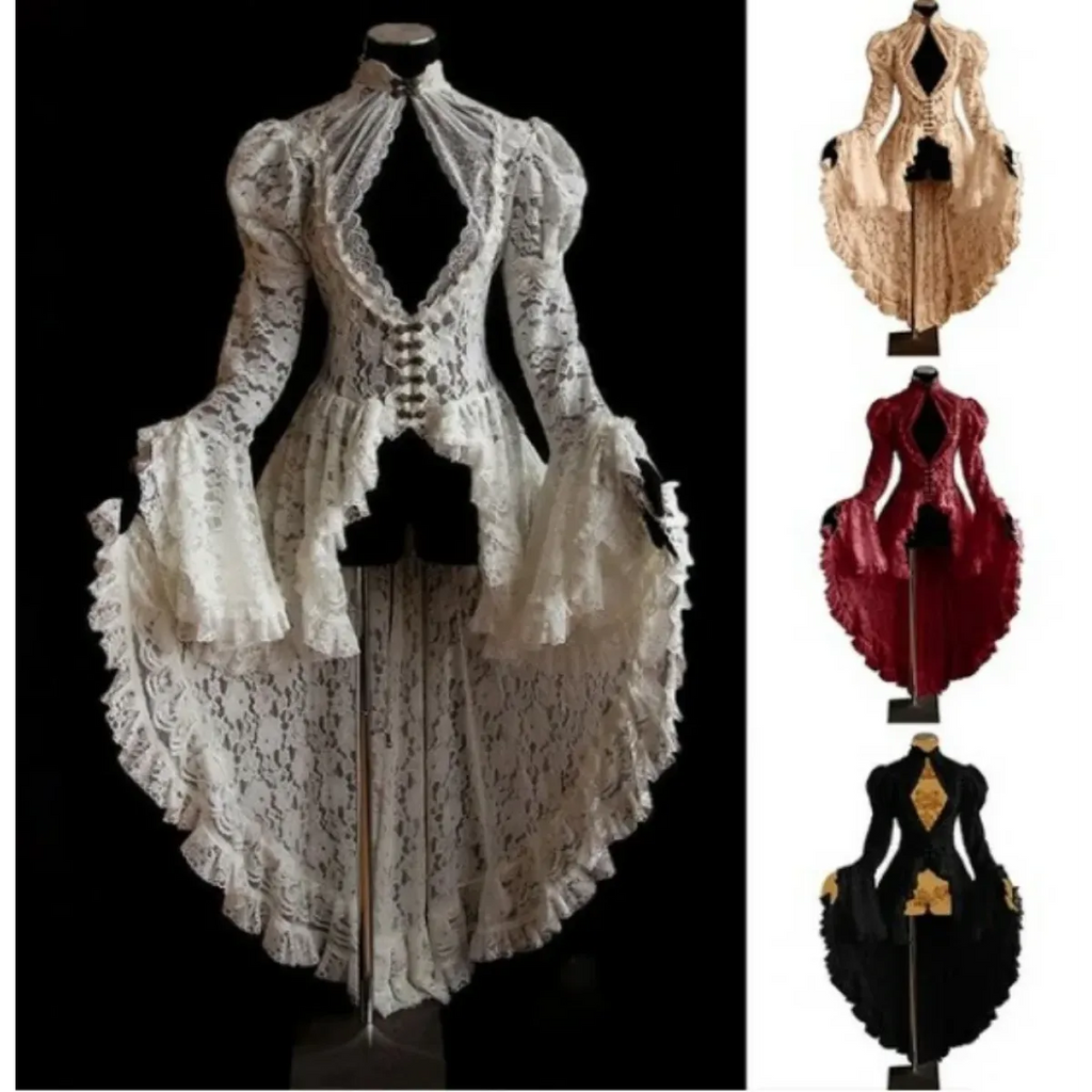 Gothic Lace Renaissance Dress – Vintage Medieval Cosplay - Night Bloom Digital Empire Studios