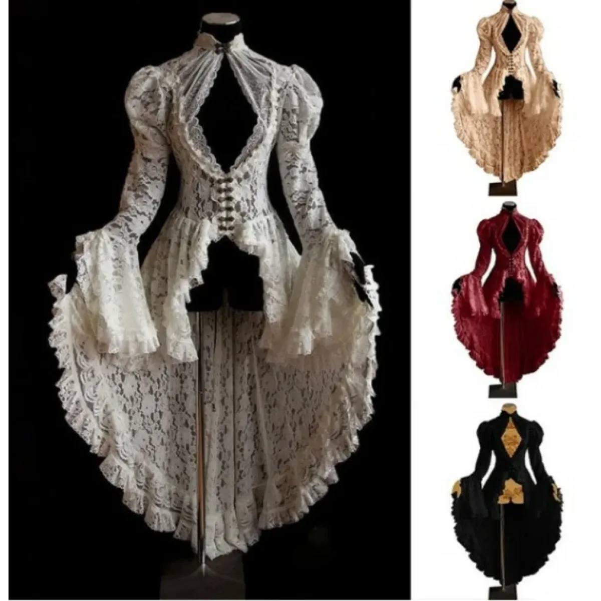 Gothic Lace Renaissance Dress – Vintage Medieval Cosplay - Night Bloom Digital Empire Studios