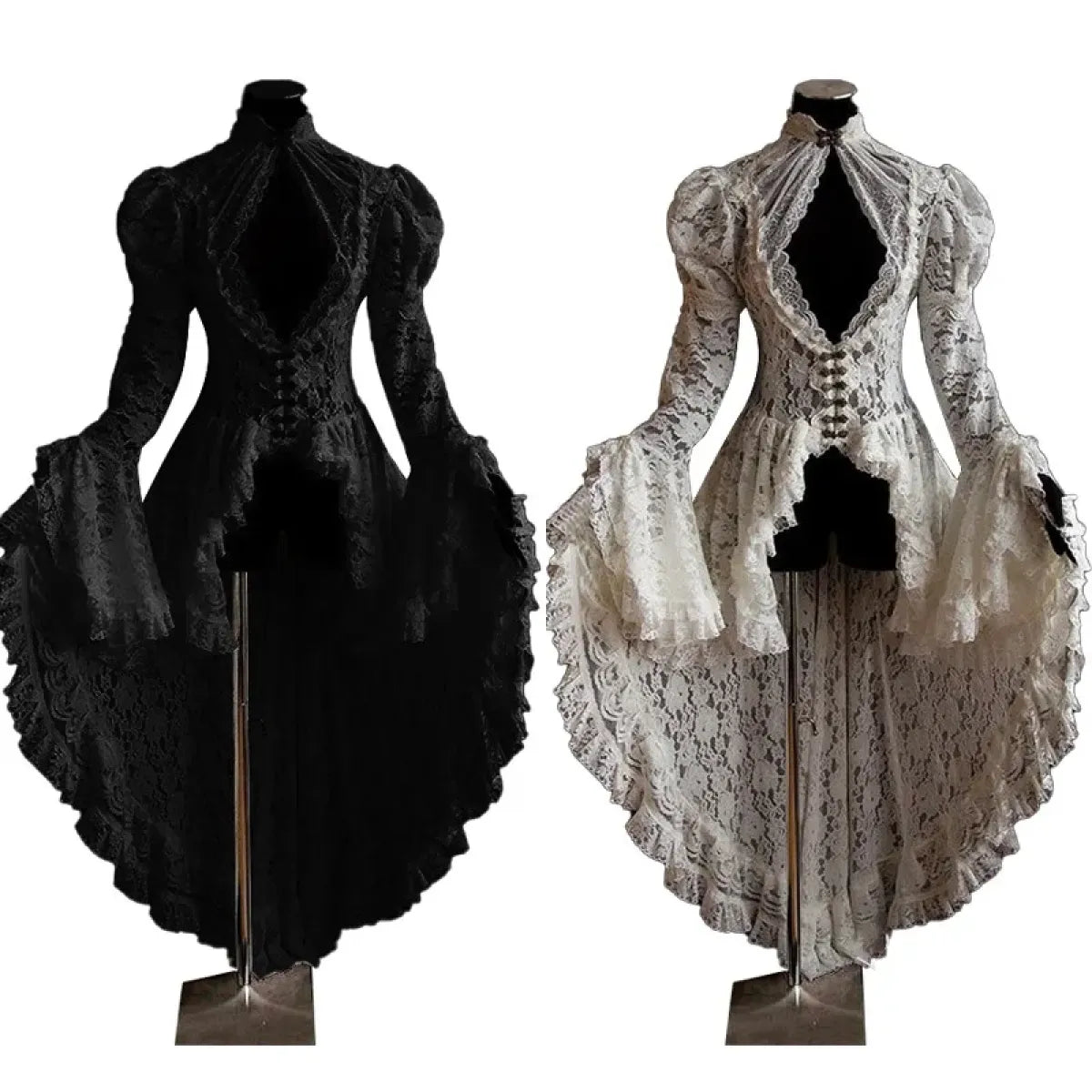 Gothic Lace Renaissance Dress – Vintage Medieval Cosplay - Night Bloom Digital Empire Studios