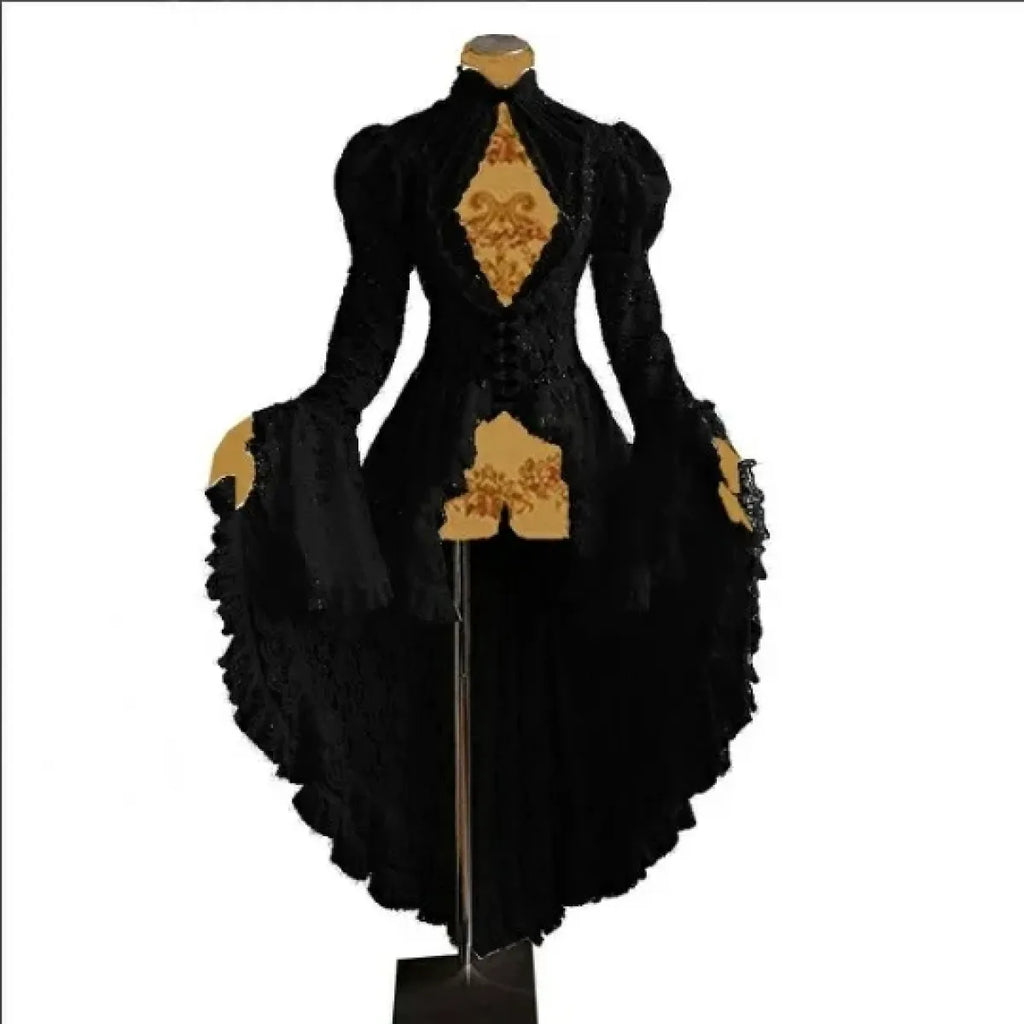 Gothic Lace Renaissance Dress – Vintage Medieval Cosplay - Night Bloom Digital Empire Studios