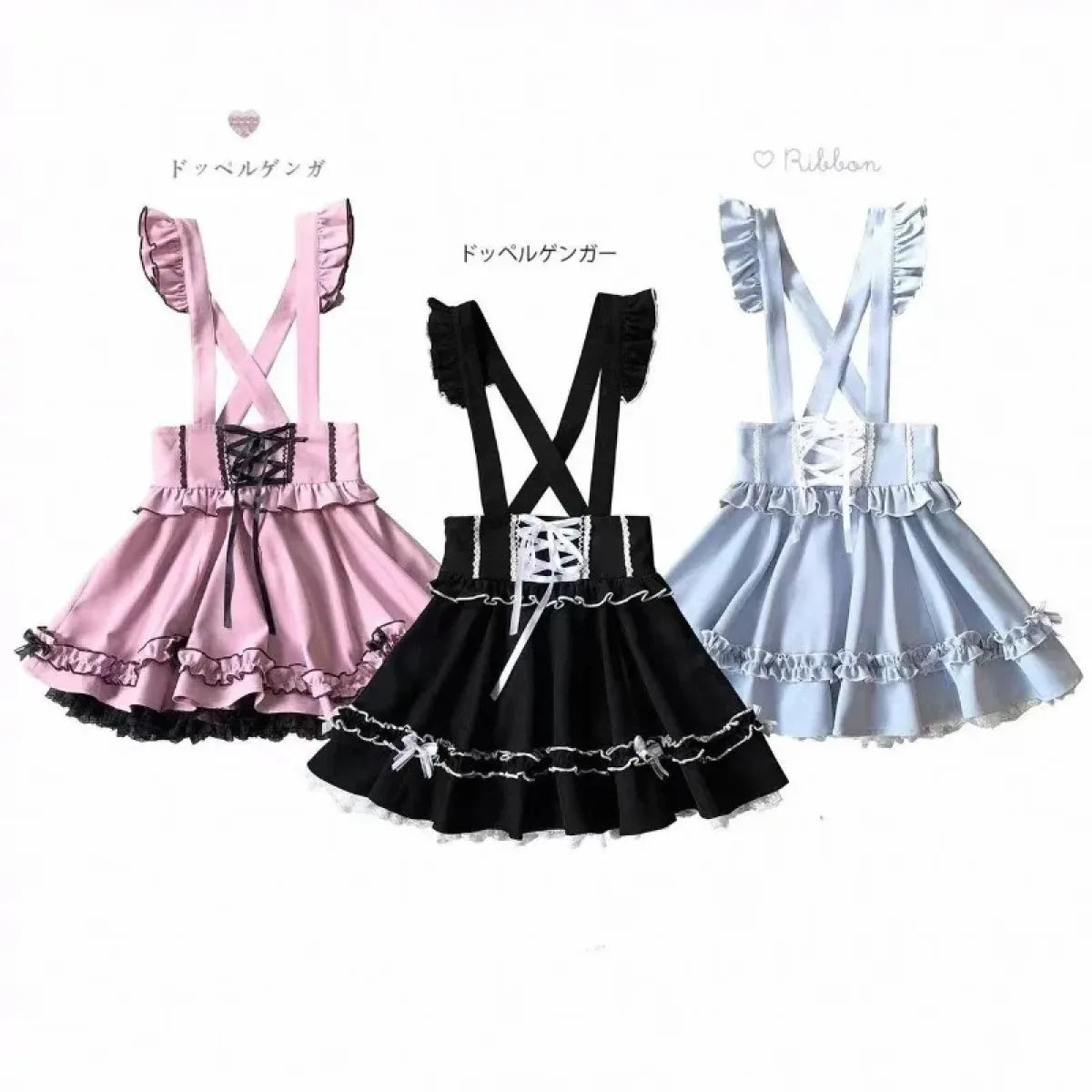 Gothic Lolita Suspender Skirt – Ruffle Lace Bow Mini Skirt - Night Bloom Digital Empire Studios