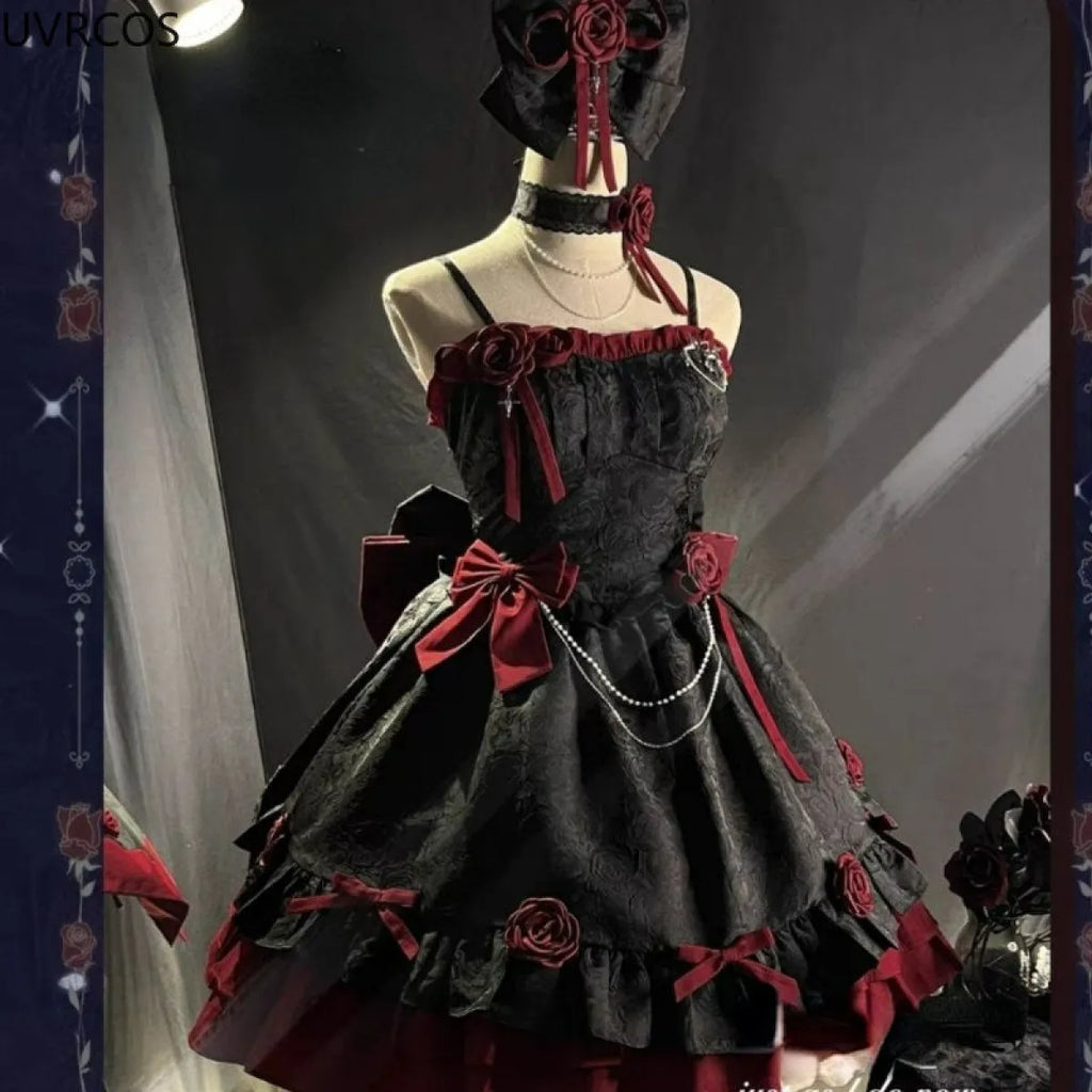 Dark Victorian Gothic Lolita Rose Dress - Night Bloom Digital Empire Studios