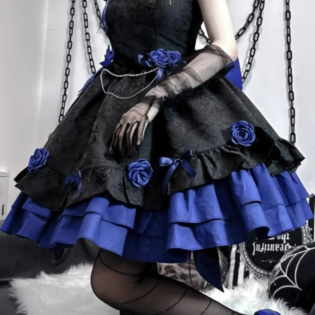 Dark Victorian Gothic Lolita Rose Dress - Night Bloom Digital Empire Studios