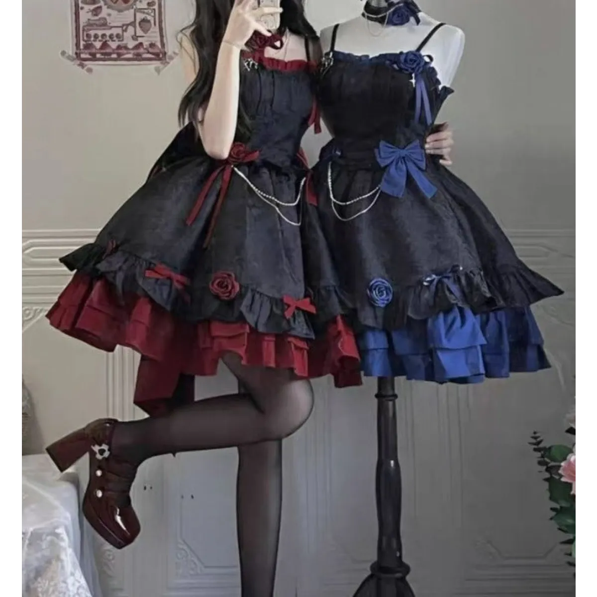 Dark Victorian Gothic Lolita Rose Dress - Night Bloom Digital Empire Studios