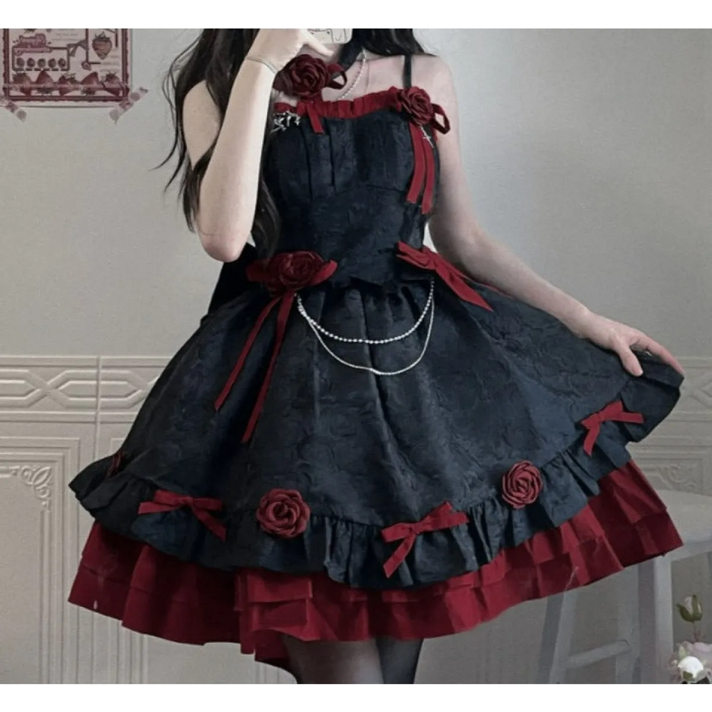 Dark Victorian Gothic Lolita Rose Dress - Night Bloom Digital Empire Studios