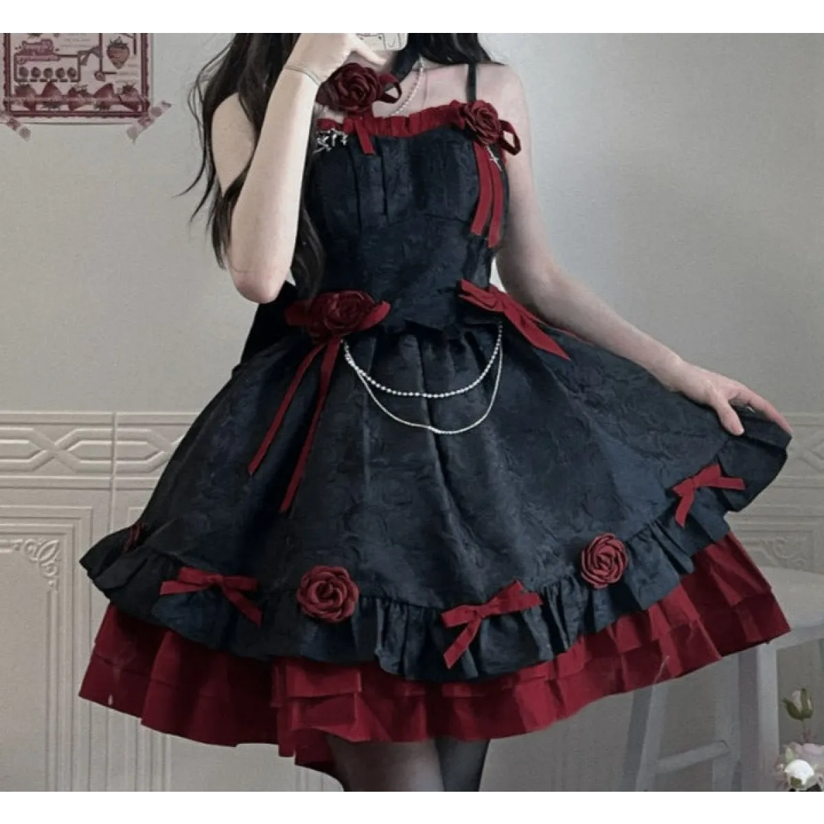 Dark Victorian Gothic Lolita Rose Dress - Night Bloom Digital Empire Studios