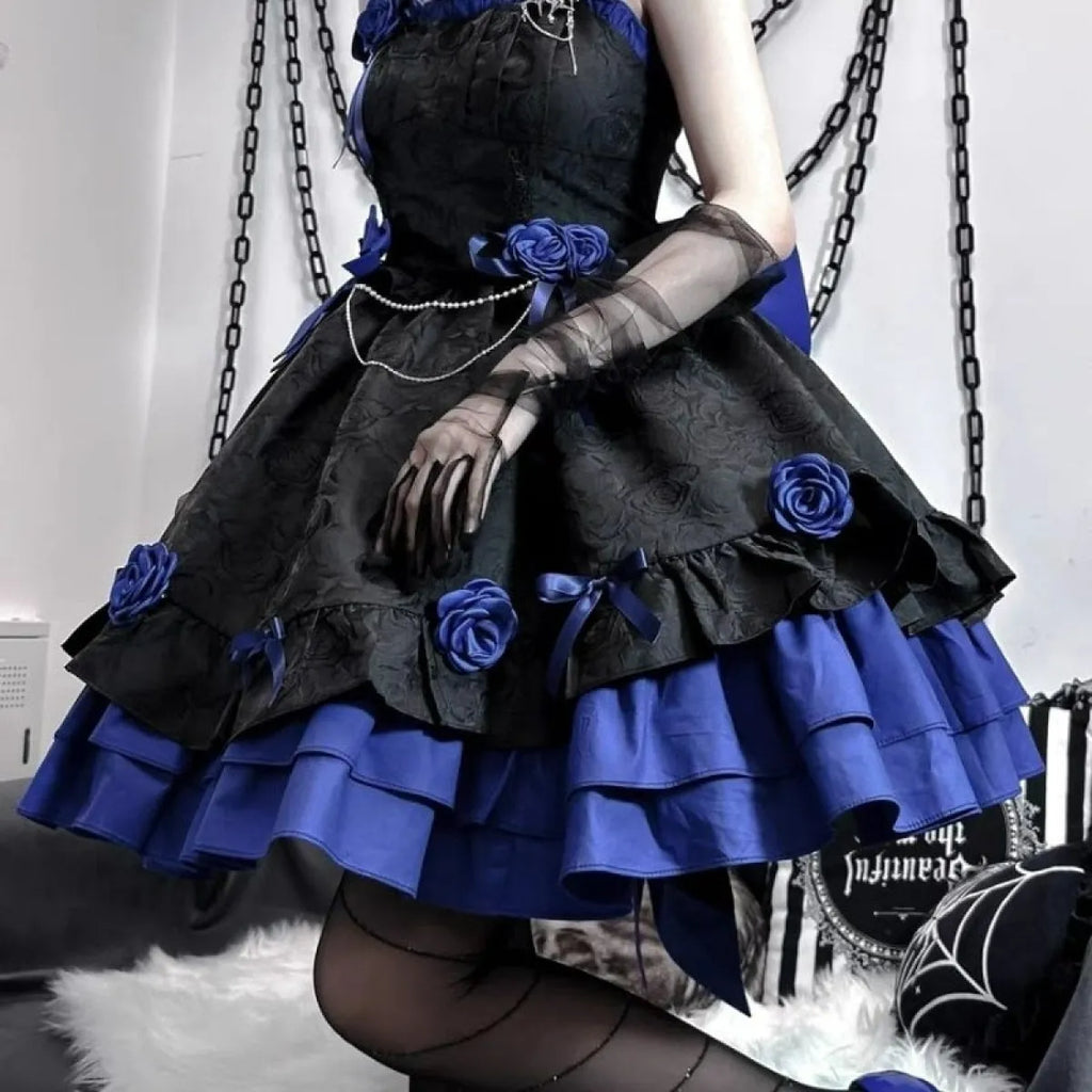 Dark Victorian Gothic Lolita Rose Dress - Night Bloom Digital Empire Studios