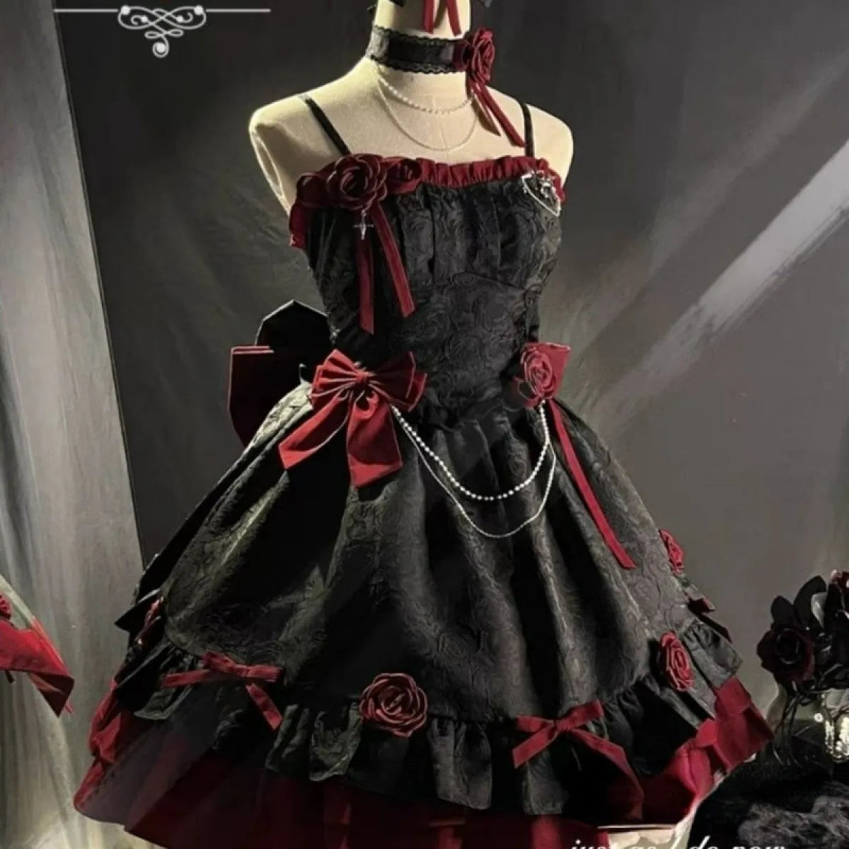 Dark Victorian Gothic Lolita Rose Dress - Night Bloom Digital Empire Studios
