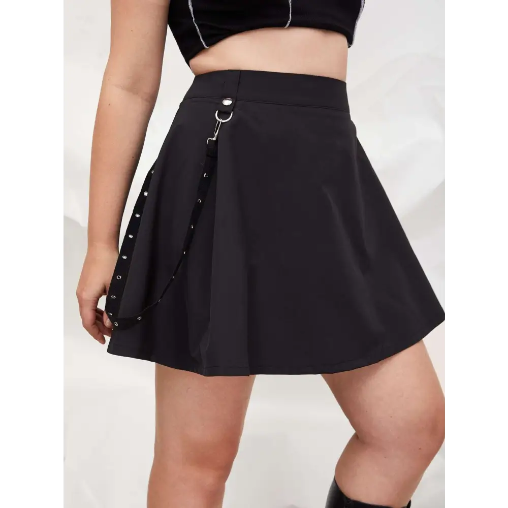 Gothic Pleated Short Skirt with Straps and Hardware - Night Bloom Digital Empire Studios