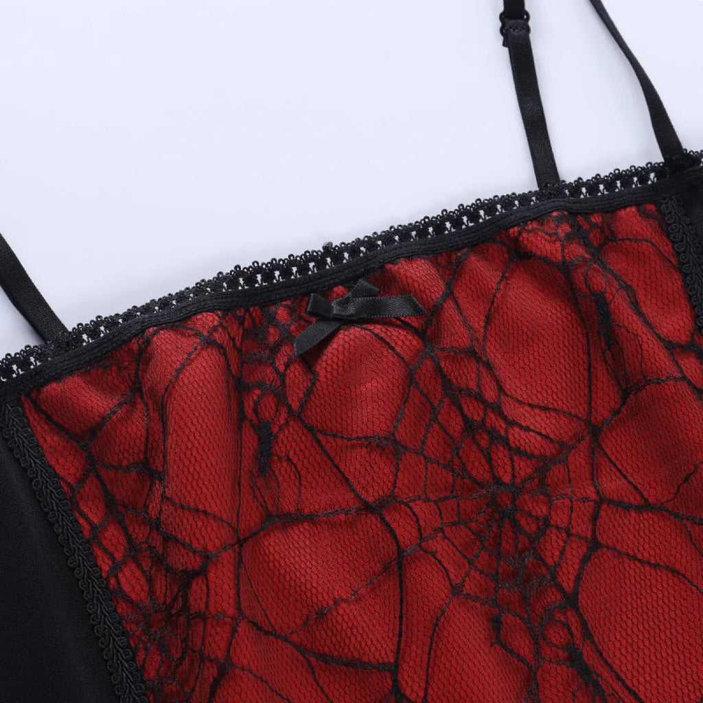 Gothic Spider Lace Cami Top - Night Bloom Digital Empire Studios