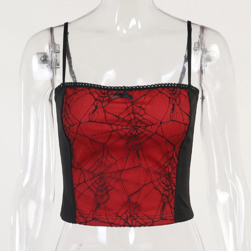 Gothic Spider Lace Cami Top - Night Bloom Digital Empire Studios
