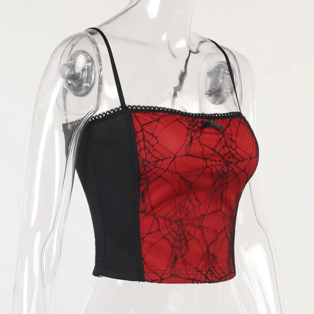 Gothic Spider Lace Cami Top - Night Bloom Digital Empire Studios