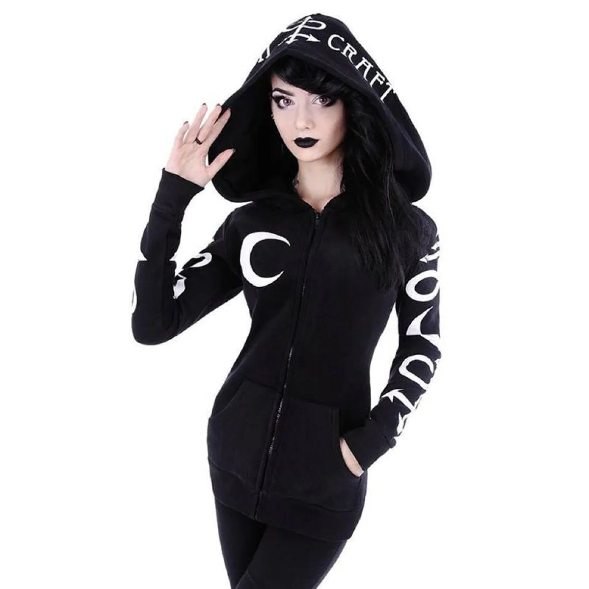 Women's Gothic Zipper Hoodie - Night Bloom Digital Empire Studios