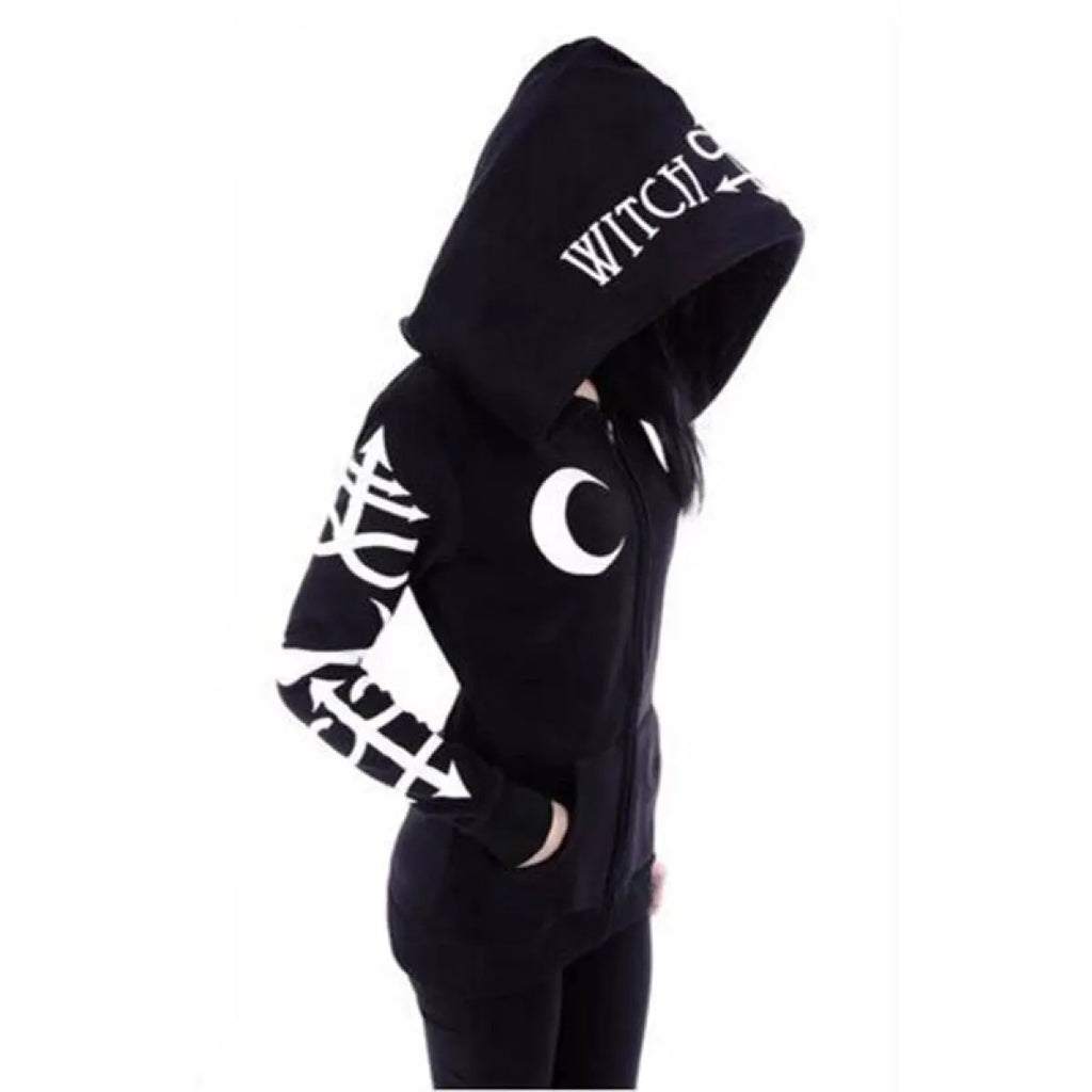 Women's Gothic Zipper Hoodie - Night Bloom Digital Empire Studios