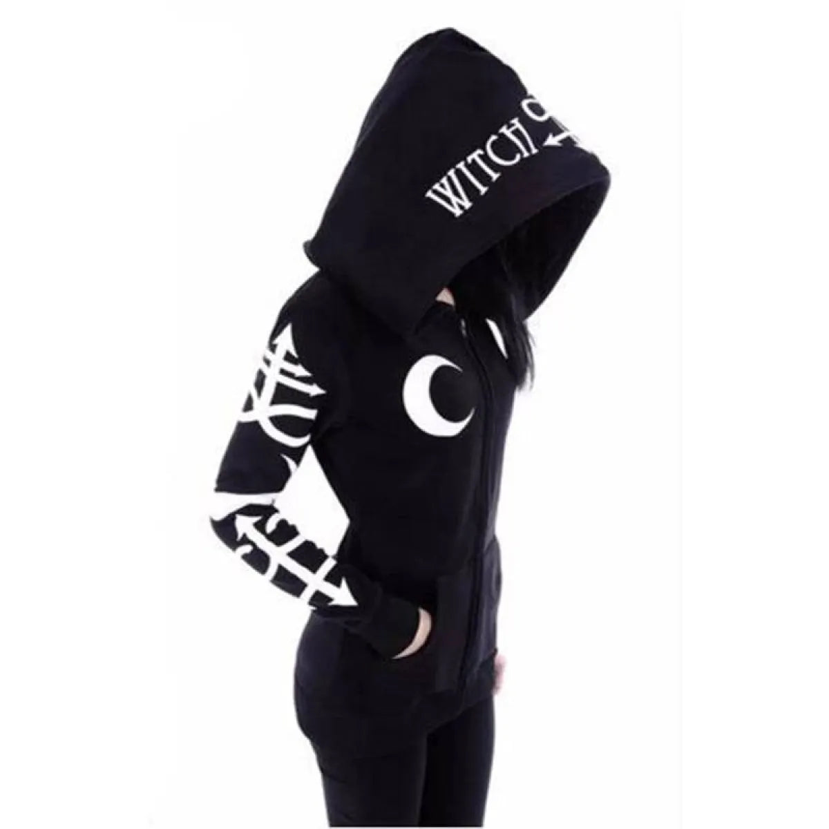 Women's Gothic Zipper Hoodie - Night Bloom Digital Empire Studios