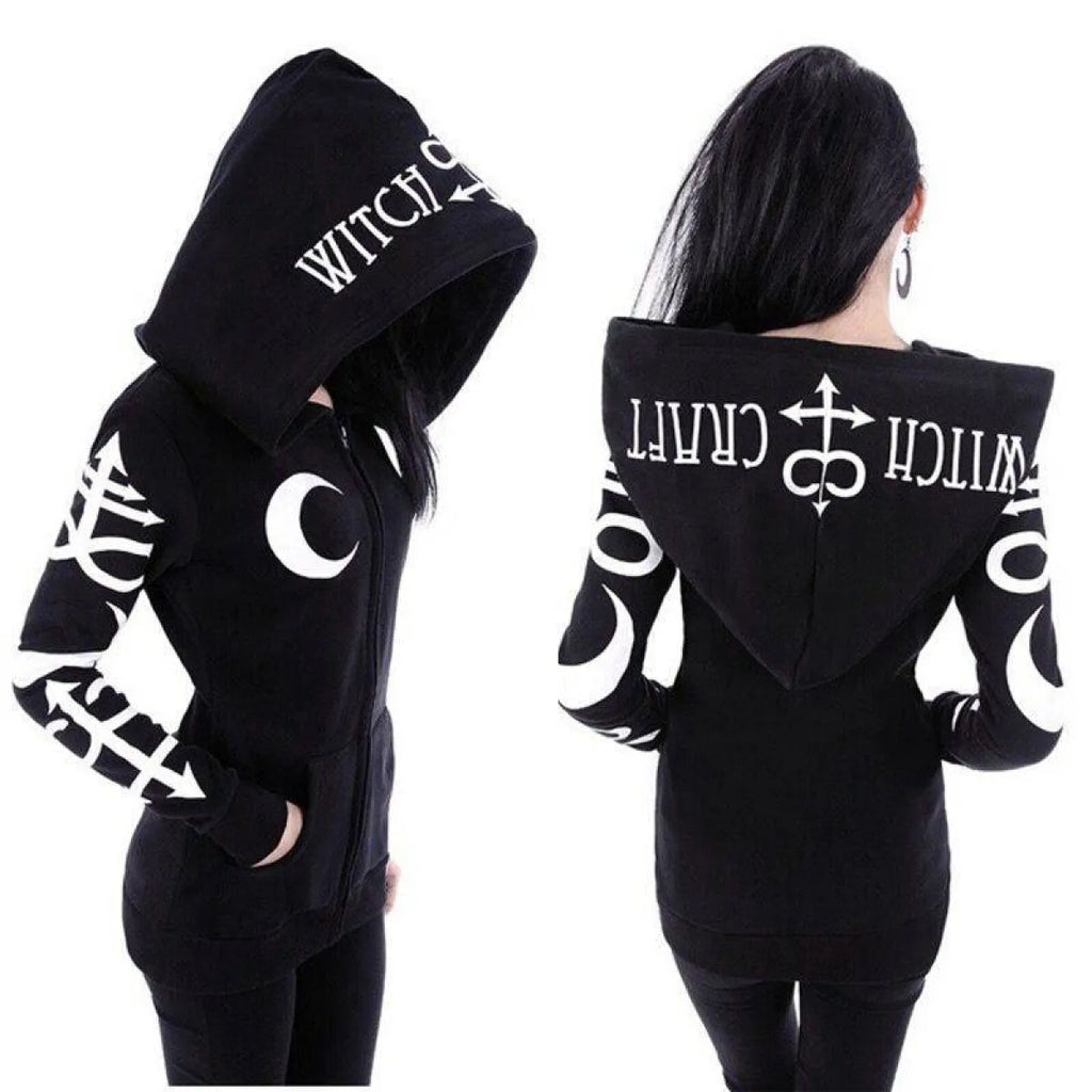 Women's Gothic Zipper Hoodie - Night Bloom Digital Empire Studios