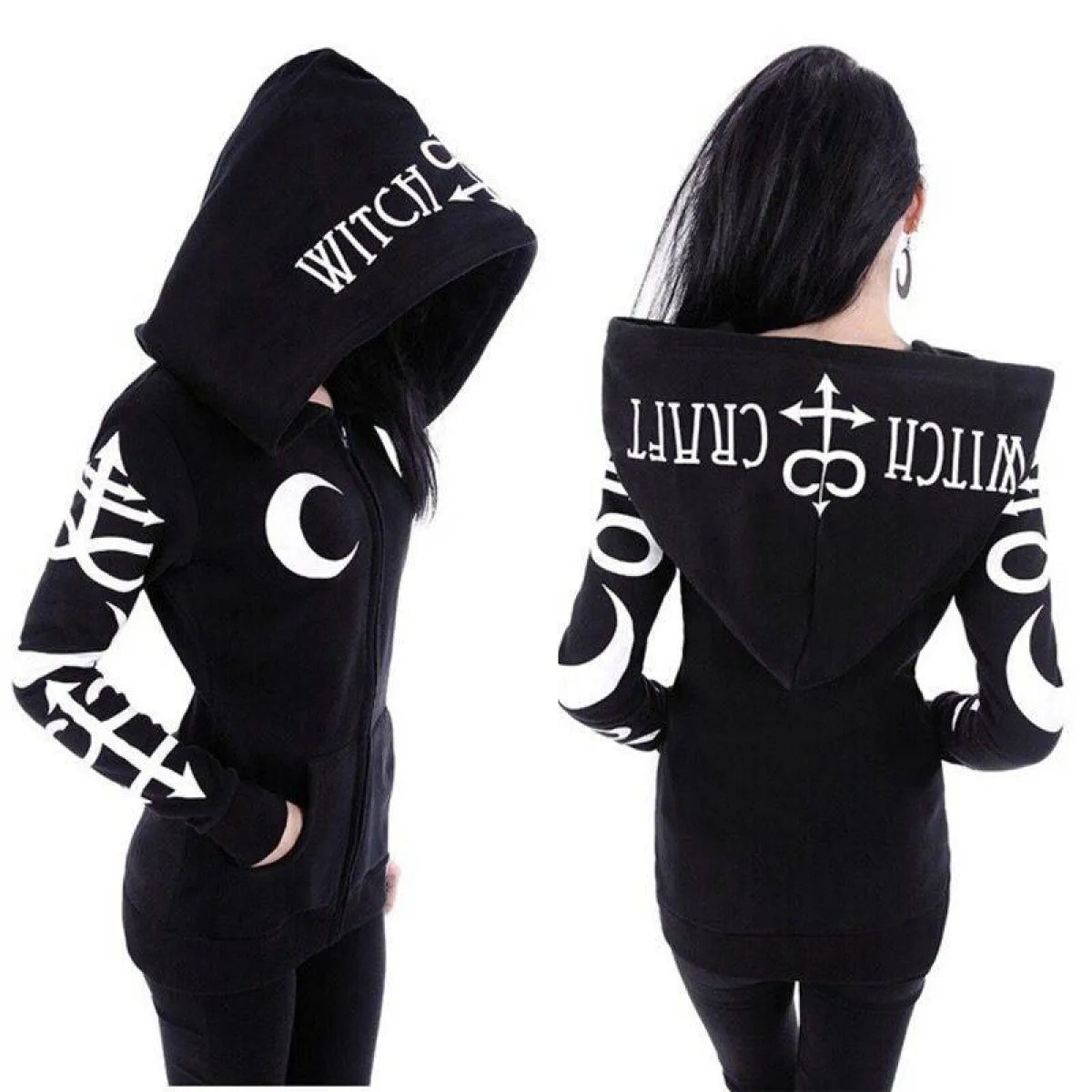Women's Gothic Zipper Hoodie - Night Bloom Digital Empire Studios