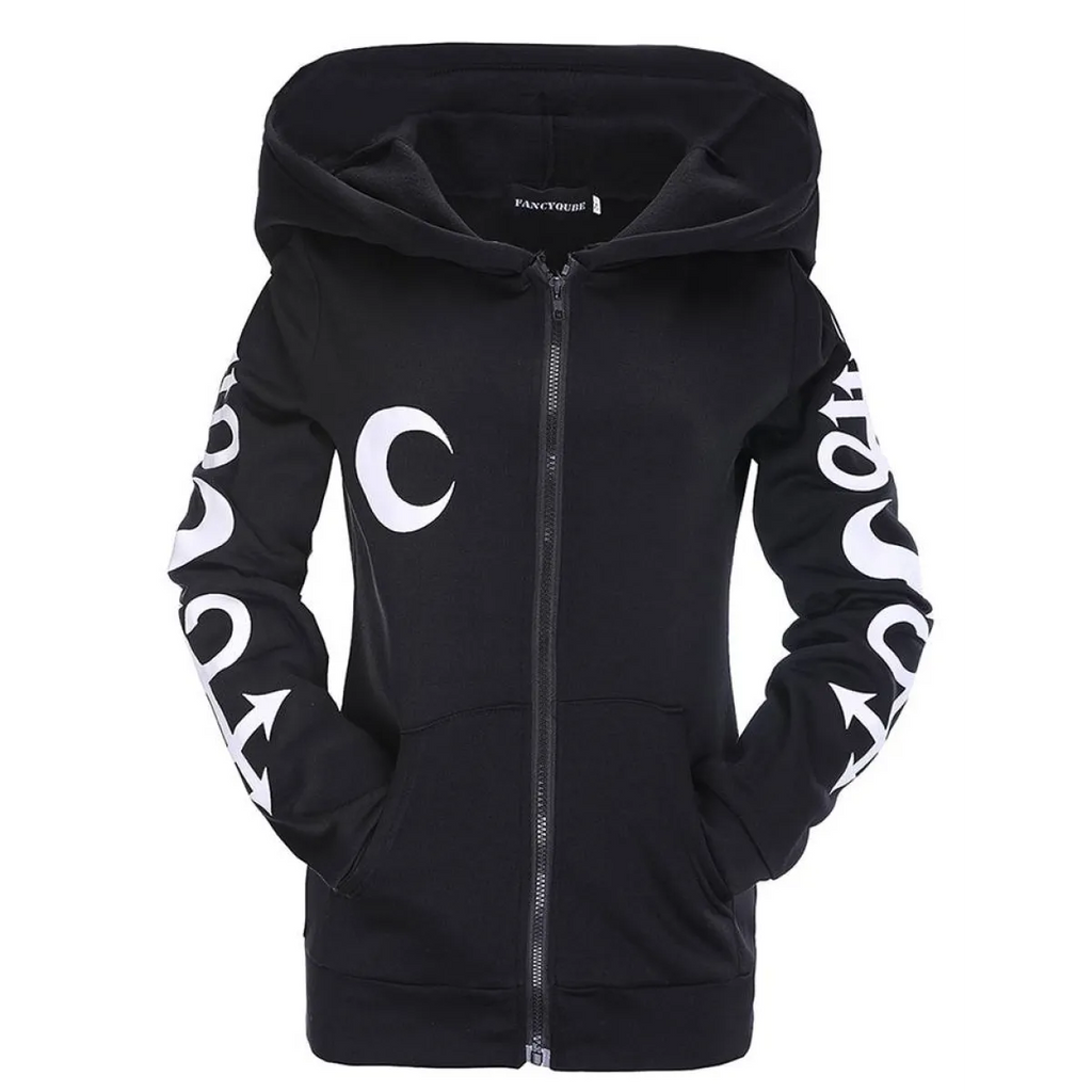 Women's Gothic Zipper Hoodie - Night Bloom Digital Empire Studios