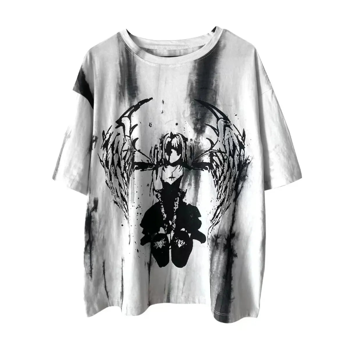 Grunge Gothic Cartoon Print T-Shirt - Night Bloom Digital Empire Studios