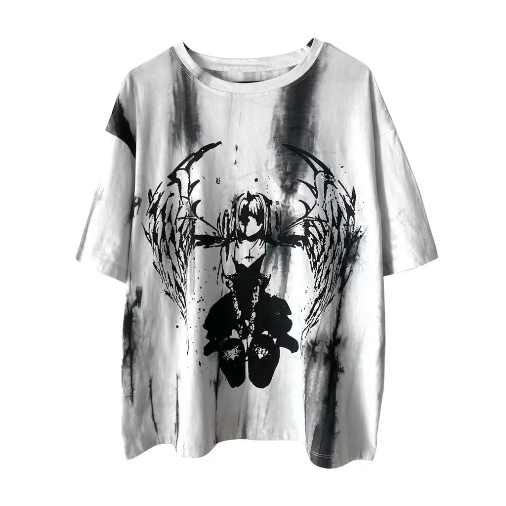Grunge Gothic Cartoon Print T-Shirt - Night Bloom Digital Empire Studios