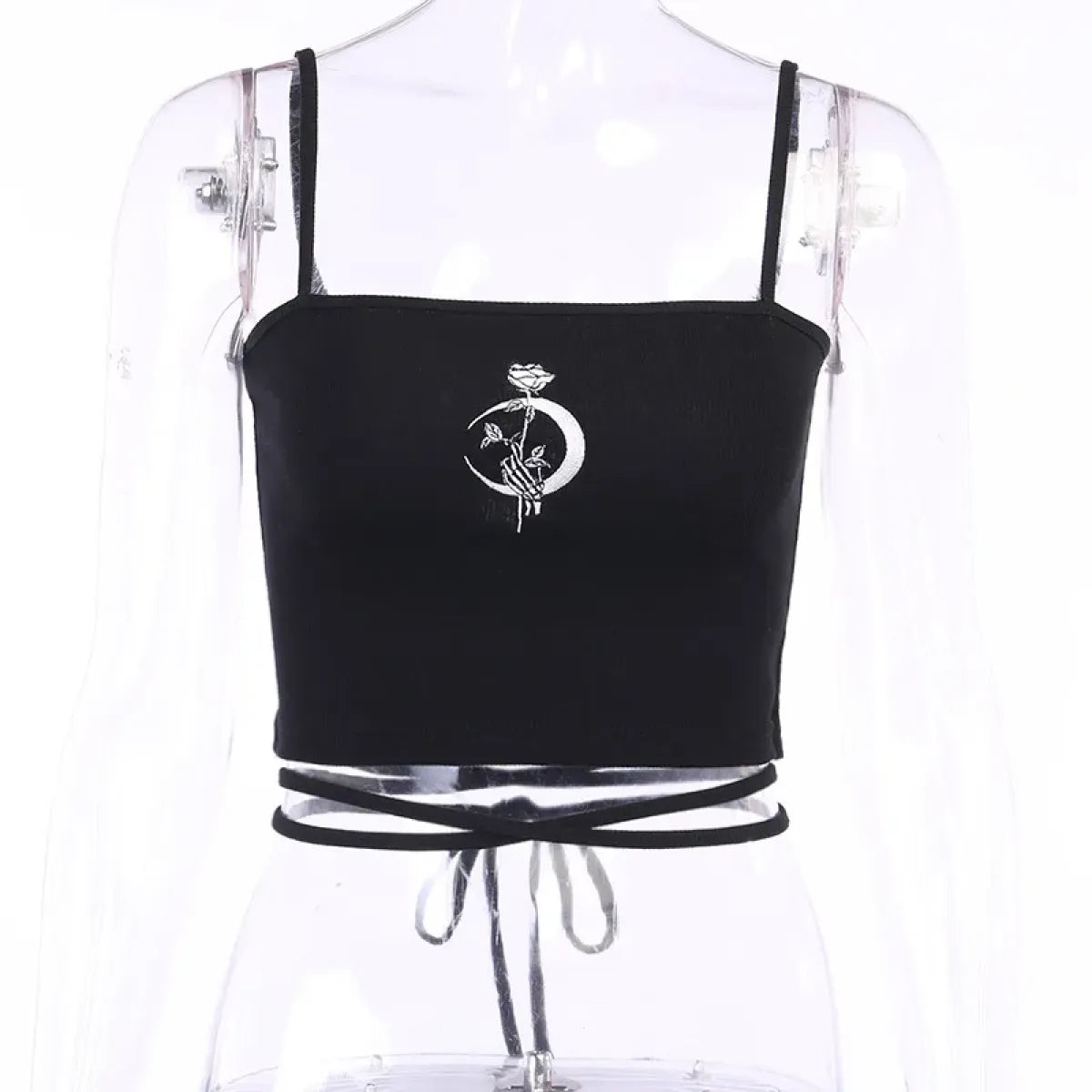 Midnight Moon Gothic Wrap Crop Top - Night Bloom Digital Empire Studios