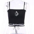 Midnight Moon Gothic Wrap Crop Top - Night Bloom Digital Empire Studios