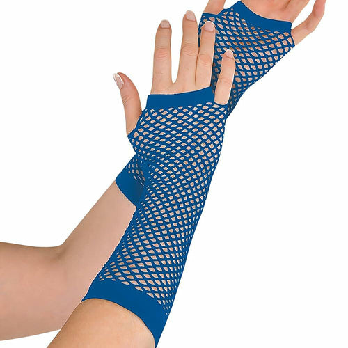 Amscan Blue Long Fishnet Fingerless Gloves 1 Count One Size - Night Bloom Digital Empire Studios