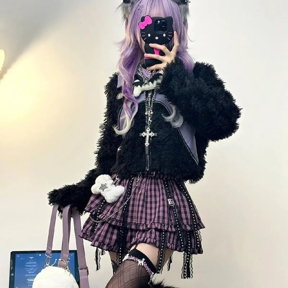 Plaid Layered Skirt – Harajuku Punk Gothic Lolita Style - Night Bloom Digital Empire Studios