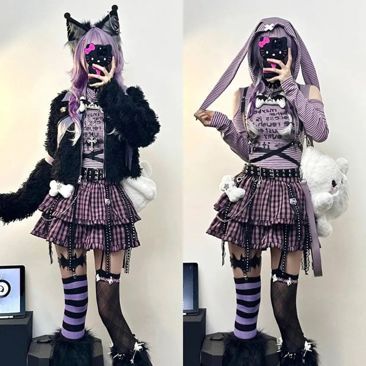 Plaid Layered Skirt – Harajuku Punk Gothic Lolita Style - Night Bloom Digital Empire Studios