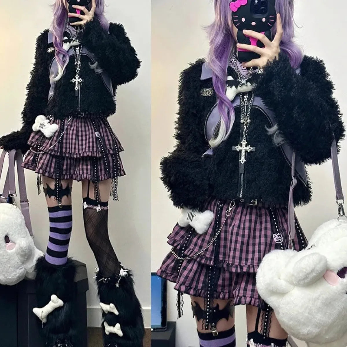 Plaid Layered Skirt – Harajuku Punk Gothic Lolita Style - Night Bloom Digital Empire Studios