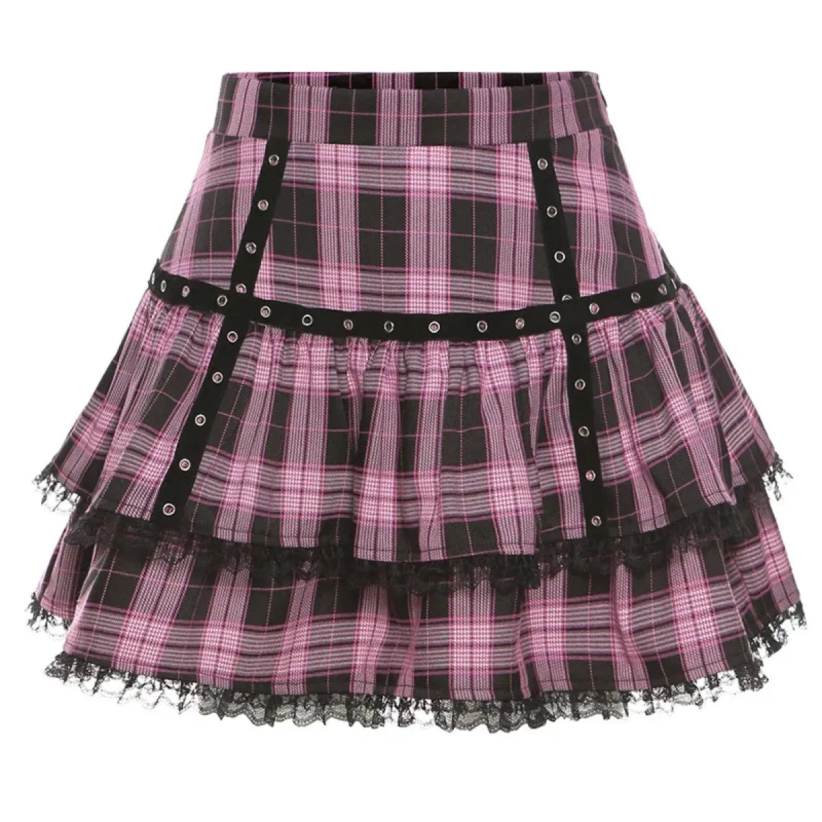 Lolita Plaid Mini Skirt – Gothic Harajuku - Night Bloom Digital Empire Studios