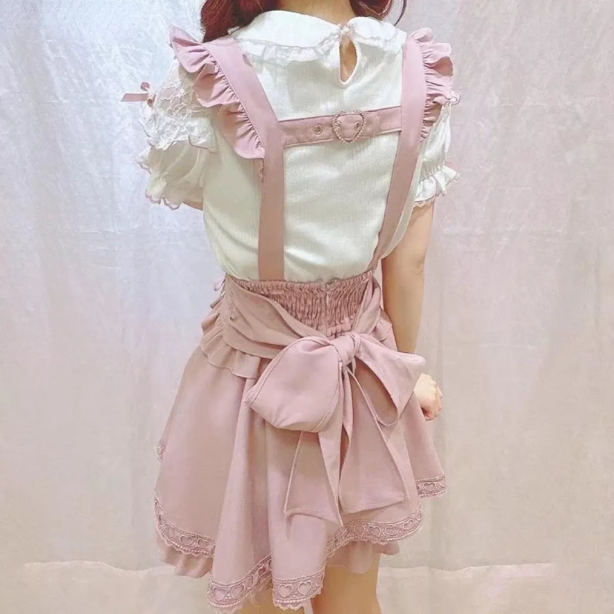Gothic Lolita Suspender Skirt – Lace Trim Bowknot A-Line Mini - Night Bloom Digital Empire Studios