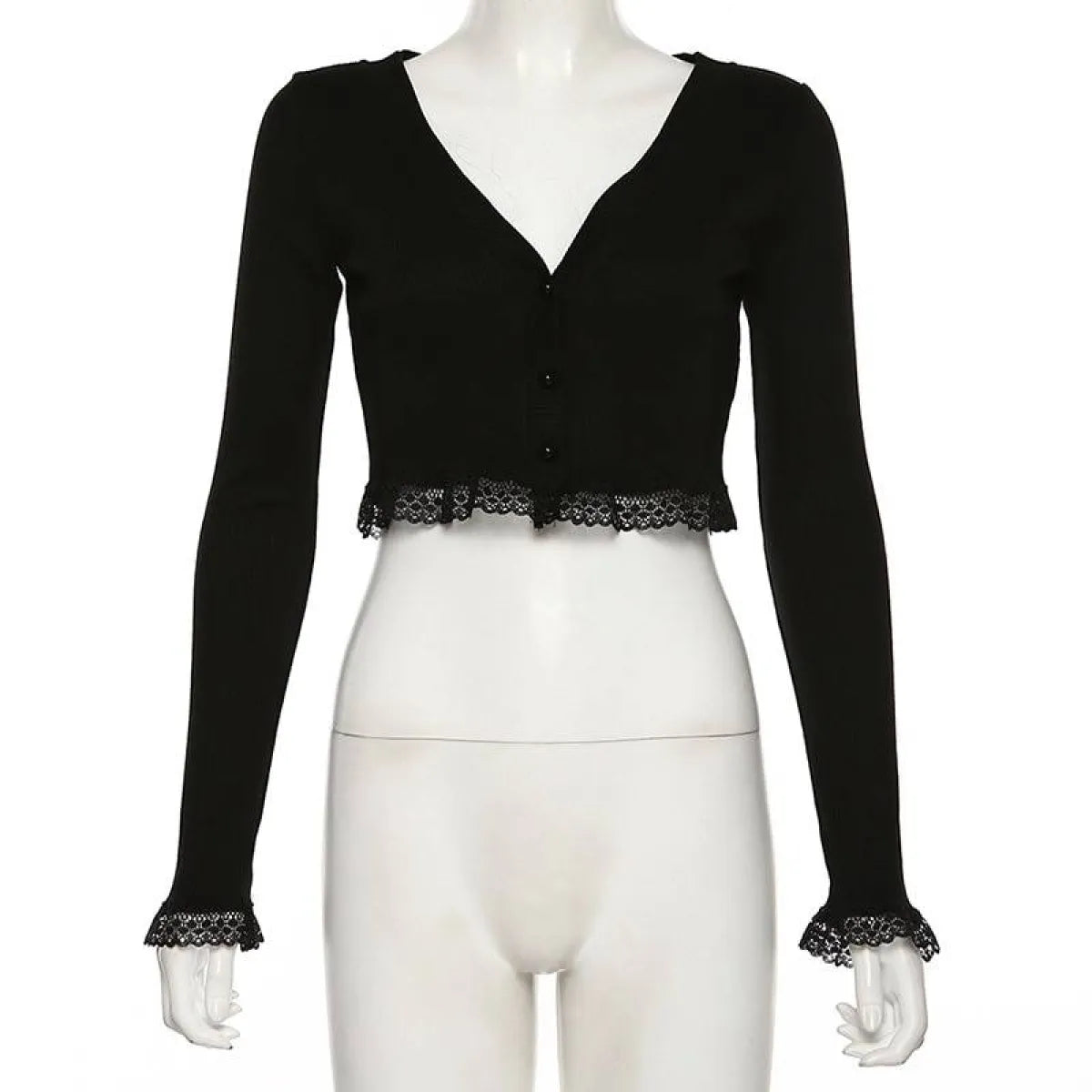 Vintage Gothic Lace Black Cardigan - Night Bloom Digital Empire Studios