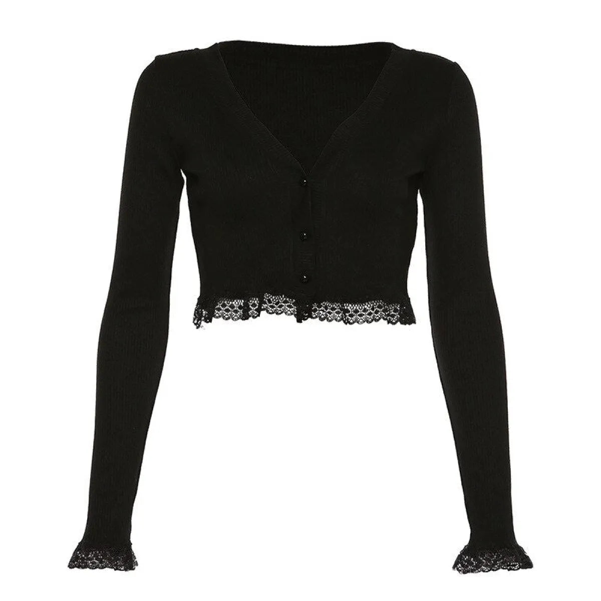 Vintage Gothic Lace Black Cardigan - Night Bloom Digital Empire Studios