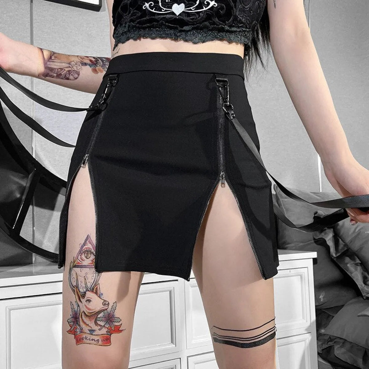 Vintage Kawaii Gothic Skirt - Night Bloom Digital Empire Studios