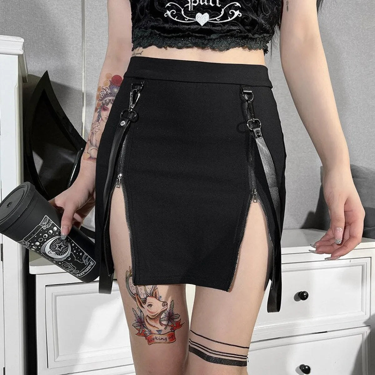 Vintage Kawaii Gothic Skirt - Night Bloom Digital Empire Studios