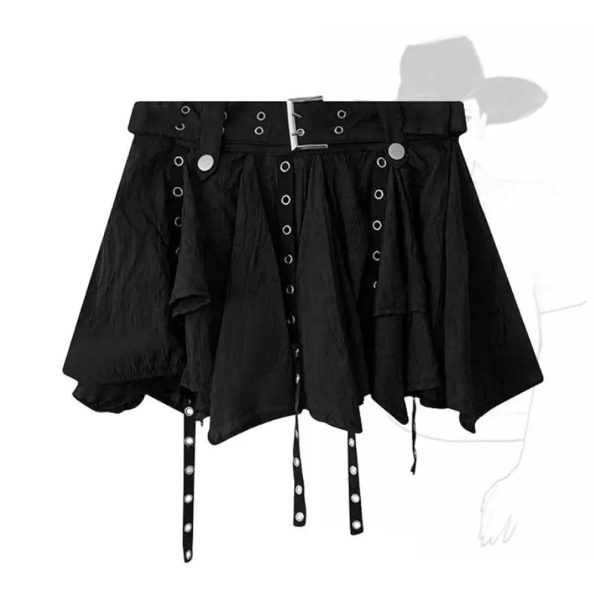 Harajuku Belted Pleated Mini Skirt – Y2K Gothic Aesthetic - Night Bloom Digital Empire Studios