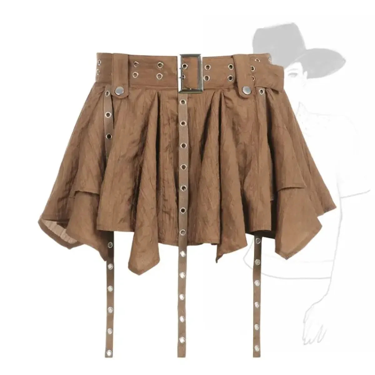 Harajuku Belted Pleated Mini Skirt – Y2K Gothic Aesthetic - Night Bloom Digital Empire Studios