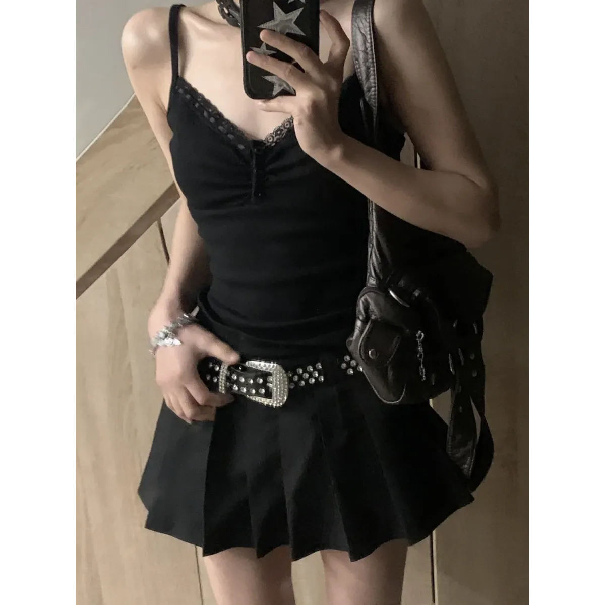 Black Lace Trim Tank Top – Y2K Gothic Coquette Punk Grunge Crop Top - Night Bloom Digital Empire Studios